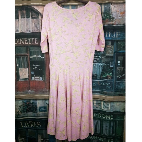 Pink witrh Hummingbird print Short sleeve Circle Dress - Picture 3 of 3